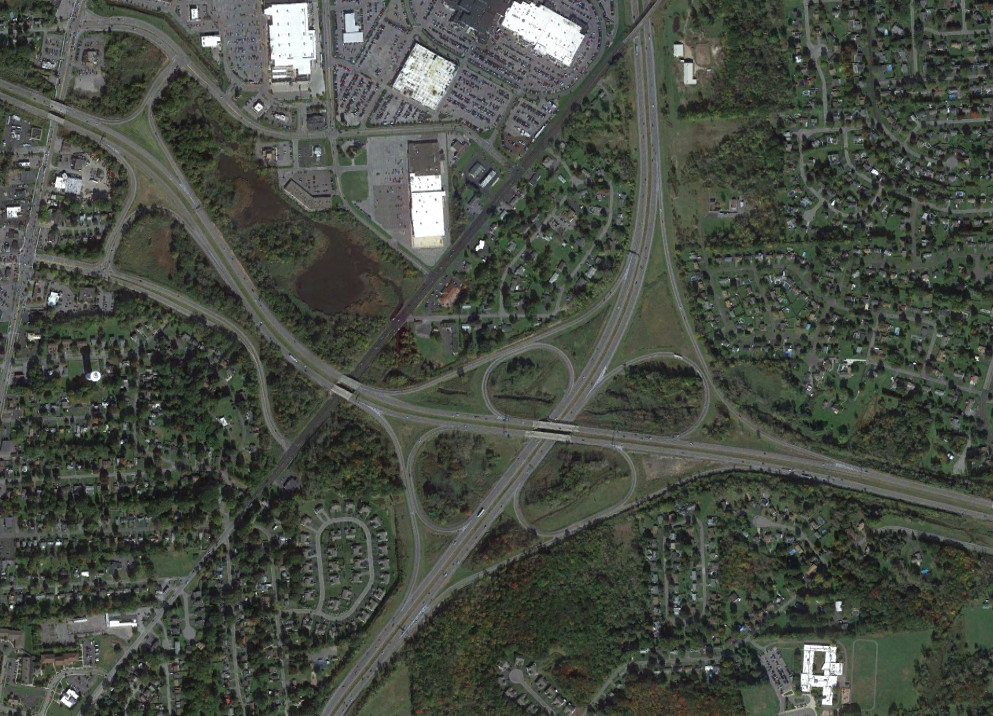 The northern I-81/I-481/NY 481 interchange in 2019