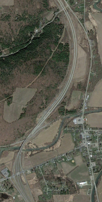The completed I-99 freeway at the PA state line