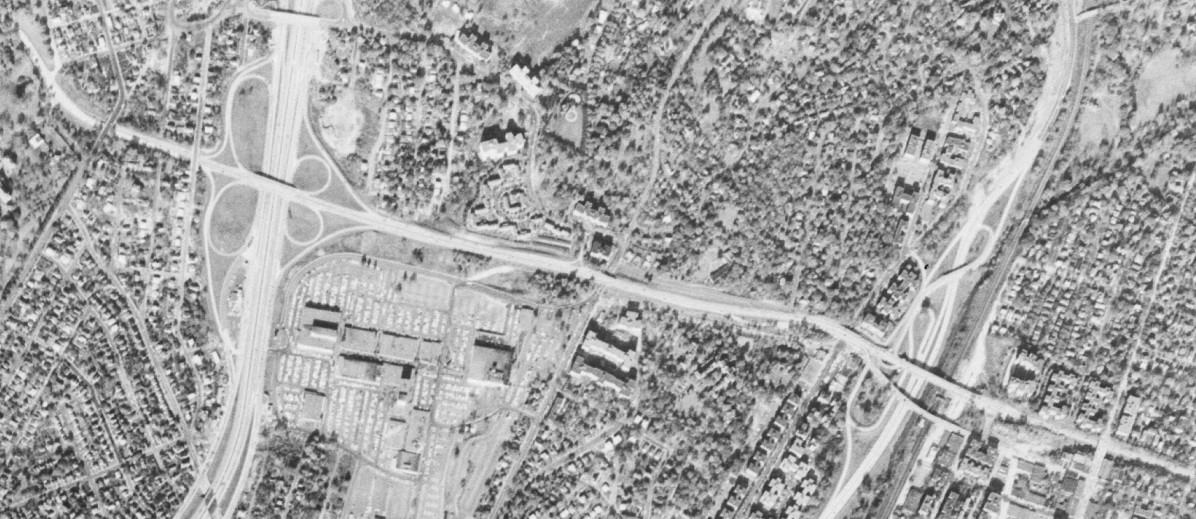 The Cross County Parkway around the Thruway and the Bronx River Parkway in 1959