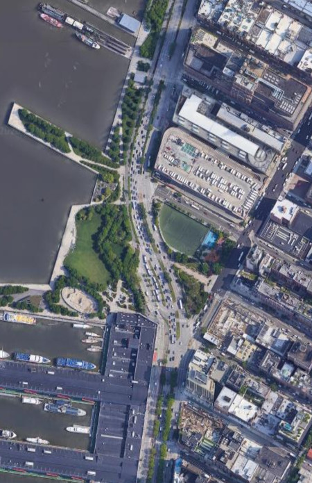 West Street at 11th Avenue and 24th Street in 2019