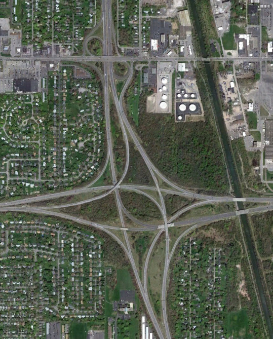 The interchange with I-490 and NY 31 in 2011