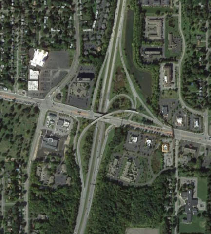 The interchange with NY 104 in 2013