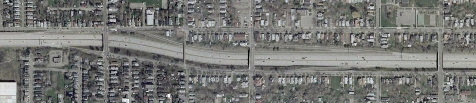 The Ames Street and Child Street interchange in 2002